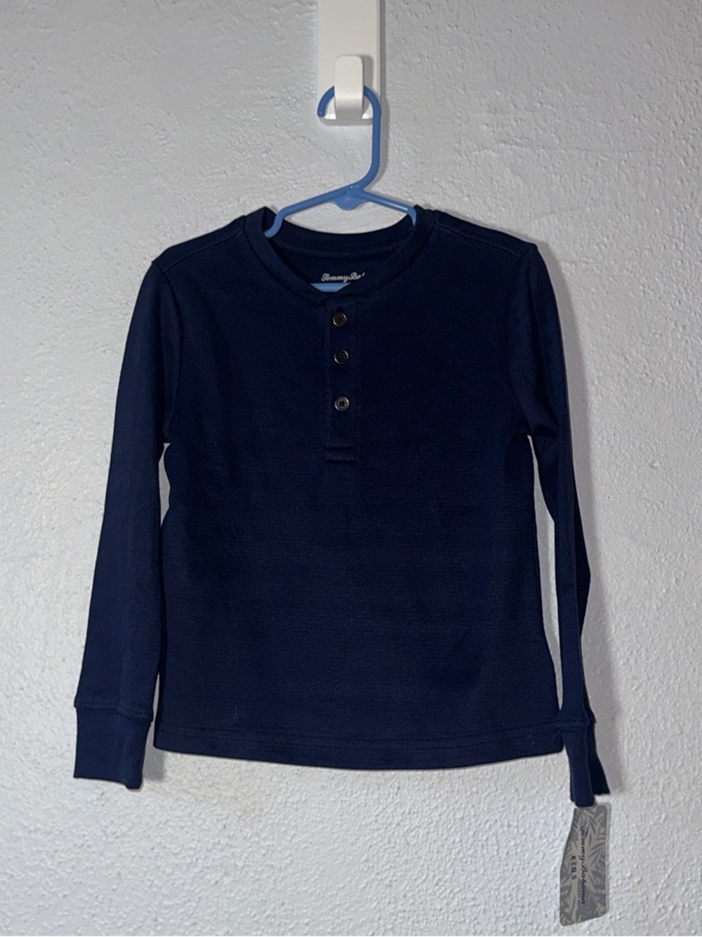-TOMMY BAHAMA KIDS NWT NEW Long Sleeve Navy Blue Thermal Henley Shirt  4 xs